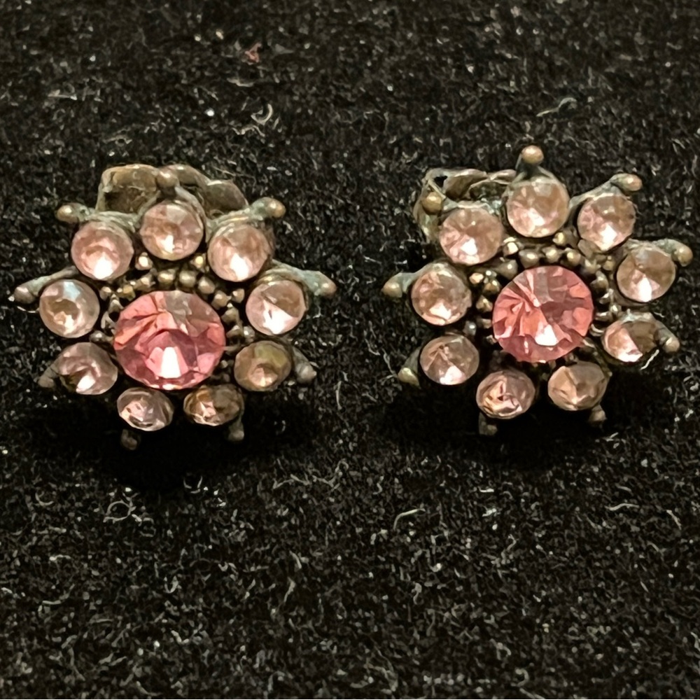 Elegant Pink Crystal Flower Earrings